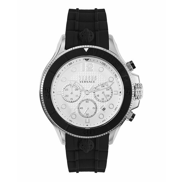 ヴェルサス ヴェルサーチ メンズ 腕時計 アクセサリー Versus by Versace Men's Volta Black Silicone Strap Watch 49mm Stainless