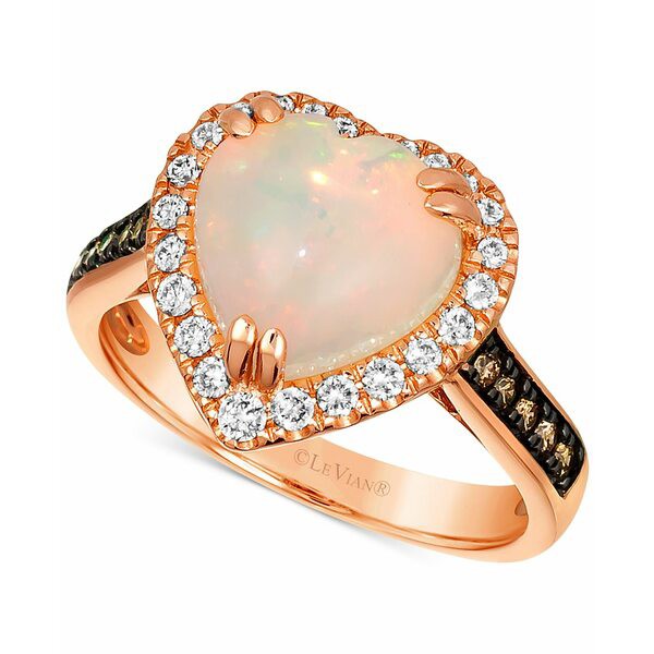 ルヴァン レディース リング アクセサリー Neopolitan Opal (1-7/8 ct. t.w.) & Diamond (1/3 ct. t.w.) Heart Ring in 14k Rose Gold Ro