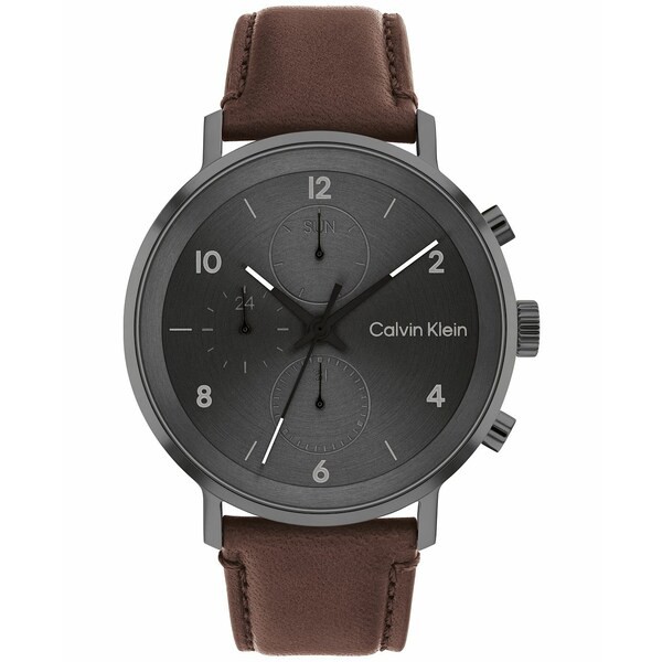 カルバンクライン レディース 腕時計 アクセサリー Brown Leather Strap Watch 44mm Brown