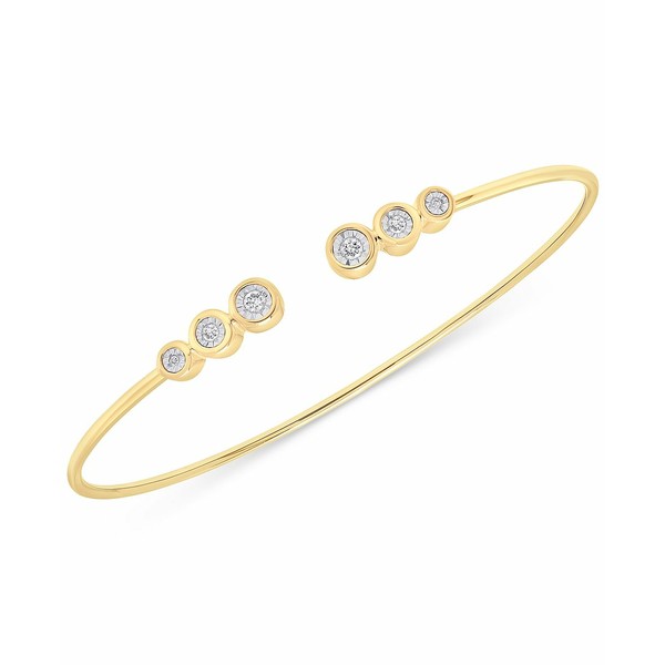 ラップド レディース ブレスレット・バングル・アンクレット アクセサリー Diamond Bezel Cuff Bangle Bracelet (1/10 ct. t.w.) in 14k