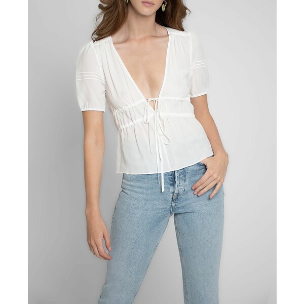 ニコルミラー レディース カットソー トップス Front Tie Top Ivory