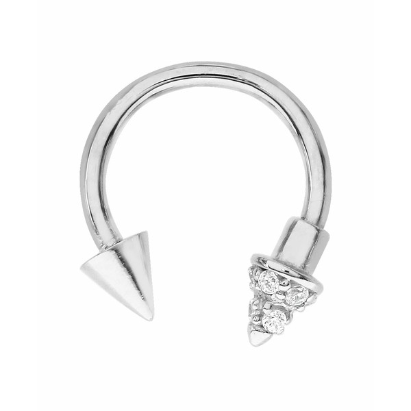 ローナ サットン レディース ピアス＆イヤリング アクセサリー Bodifine 10K Gold CZ Spiked Cartilage Hoop Silver