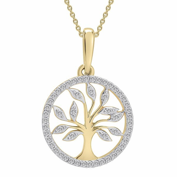 ラップド レディース ネックレス・チョーカー・ペンダントトップ アクセサリー Diamond Tree 20" Pendant Necklace (1/10 ct. t.w.) in