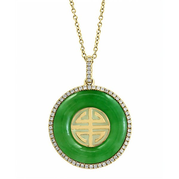 エフィー コレクション レディース ネックレス・チョーカー・ペンダントトップ アクセサリー EFFY® Jade & Diamond (1/4 ct. t.w.) L