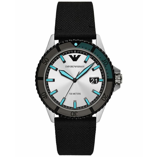 エンポリオ アルマーニ メンズ 腕時計 アクセサリー Men's Diver Sport Silver-Tone Stainless Steel Strap Watch 42mm Silver