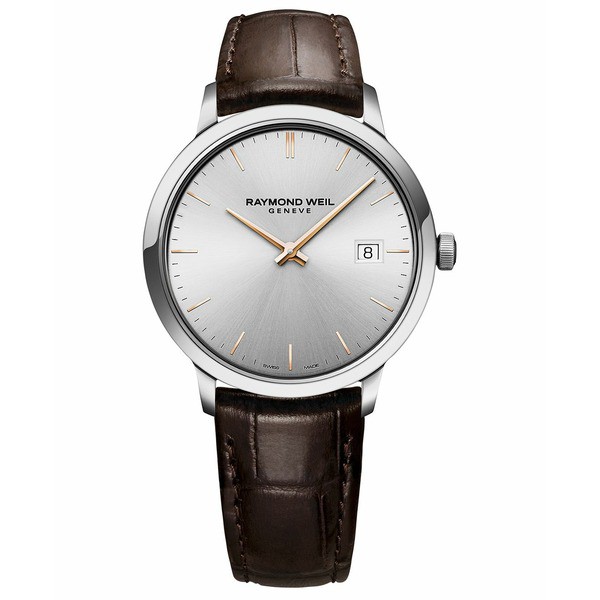 レイモンドウェイル メンズ 腕時計 アクセサリー Men's Swiss Toccata Brown Leather Strap Watch 39mm Brown