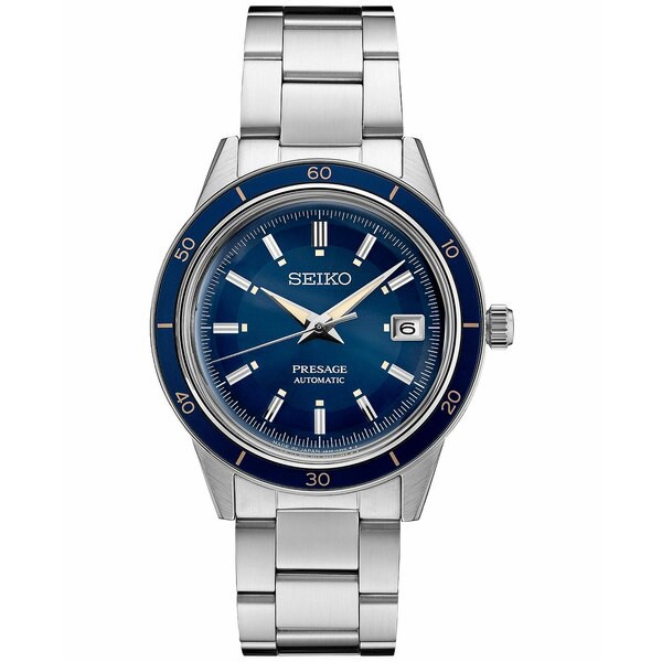 セイコー メンズ 腕時計 アクセサリー Men's Automatic Presage Stainless Steel Bracelet Watch 41mm Blue