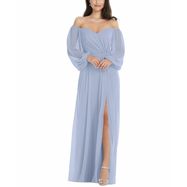 ドレッシーコレクション レディース ワンピース トップス Women's Off-The-Shoulder Gown Sky Blue