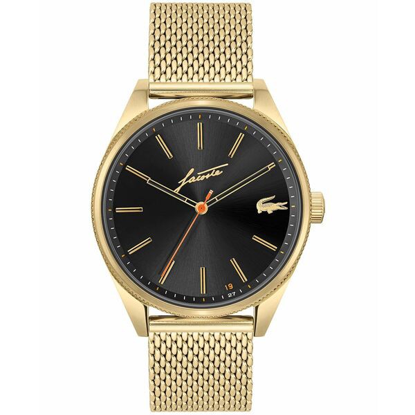 ラコステ メンズ 腕時計 アクセサリー Men's Heritage Gold-Tone Mesh Bracelet Watch 42mm Gold