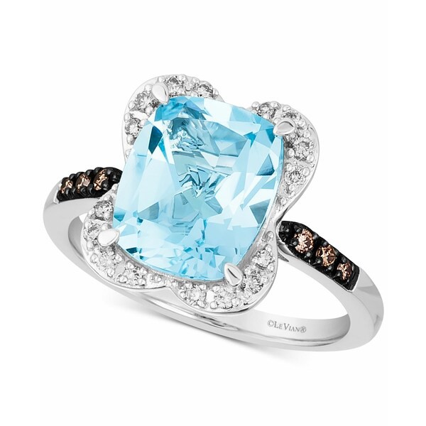 ルヴァン レディース リング アクセサリー Blue Topaz (4-1/4 ct. t.w.) & Diamond (1/5 ct. t.w.) Ring in 14k White Gold Blue Topaz