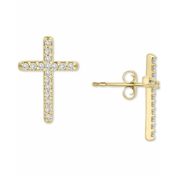 ラップド レディース ピアス＆イヤリング アクセサリー Diamond Cross Stud Earrings (1/10 ct. t.w.) in 14k Gold or 14k white gold,