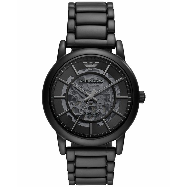 エンポリオ アルマーニ メンズ 腕時計 アクセサリー Men's Automatic Black Tone Stainless Steel Bracelet Watch 43mm Black