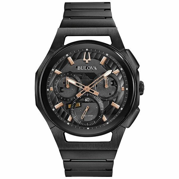 ブロバ メンズ 腕時計 アクセサリー Men's Chronograph Curv Black Stainless Steel Bracelet Watch 44mm No Color