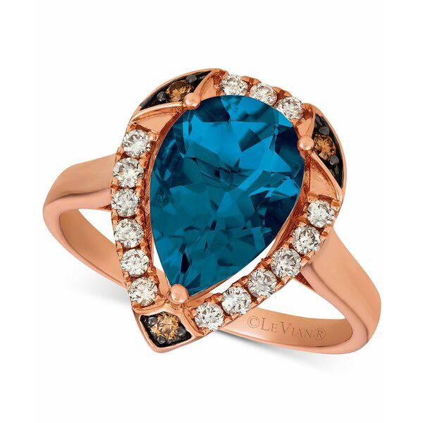 ルヴァン レディース リング アクセサリー Ocean Blue Topaz (3-1/10 ct. t.w.) & Diamond (1/3 ct. t.w.) Statement Ring in 14k Rose G