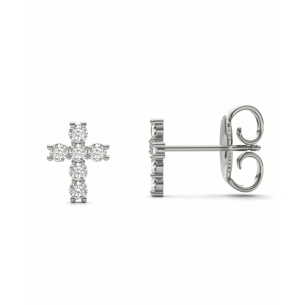 チャールズ アンド コルバード レディース ピアス＆イヤリング アクセサリー Moissanite Cross Stud Earrings (1/3 Carat Total Weight C