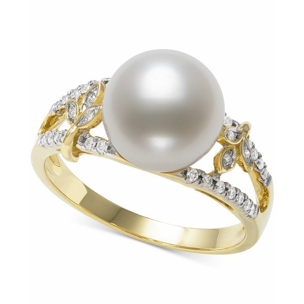 ベル ドゥ メール レディース リング アクセサリー Cultured Freshwater Pearl (9mm) & Diamond (1/6 ct. t.w.) Openwork Ring in 14k Go