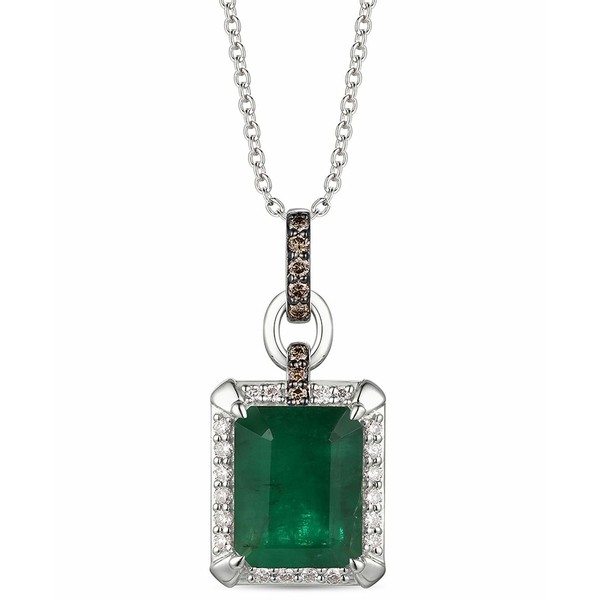 ルヴァン レディース ピアス＆イヤリング アクセサリー Emerald (2-5/8 ct. t.w.) & Diamond (1/4 ct. t.w.) Adjustable Pendant Necklac