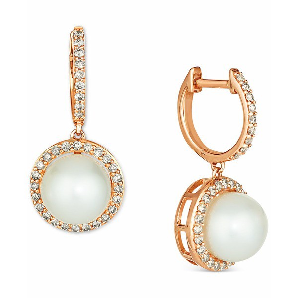 ルヴァン レディース ピアス＆イヤリング アクセサリー Vanilla Pearl (8mm) & Nude Diamond (1/2 ct. t.w.) Drop Earrings in 14k Rose