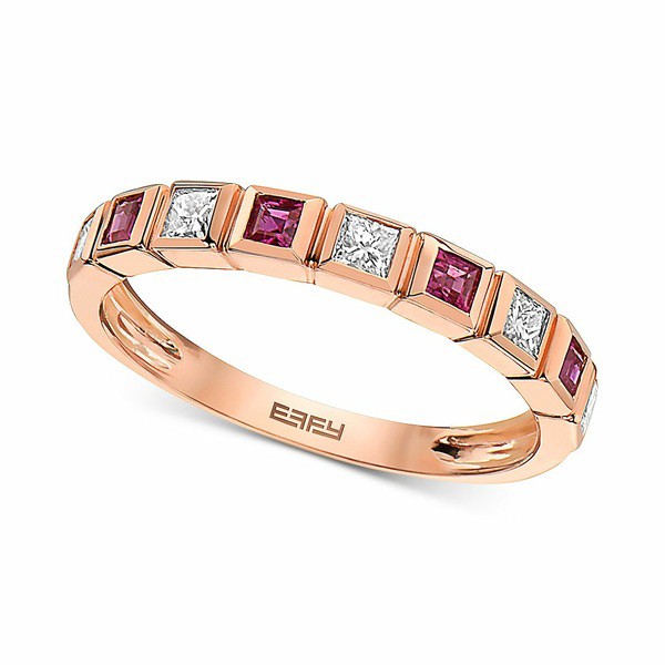 エフィー コレクション レディース リング アクセサリー EFFY® Ruby (1/4 ct. t.w.) & Diamond (1/5 ct. t.w.) Band in 14k Rose Gol