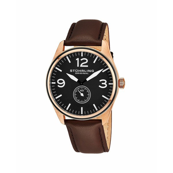 スターリング メンズ 腕時計 アクセサリー Men's Brown Leather Strap Watch 42mm Brown