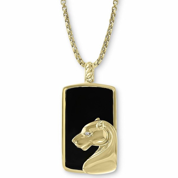 エフィー コレクション メンズ ネックレス・チョーカー アクセサリー EFFY® Men's Onyx & Diamond Accent 22" Panther Pendant Neckl