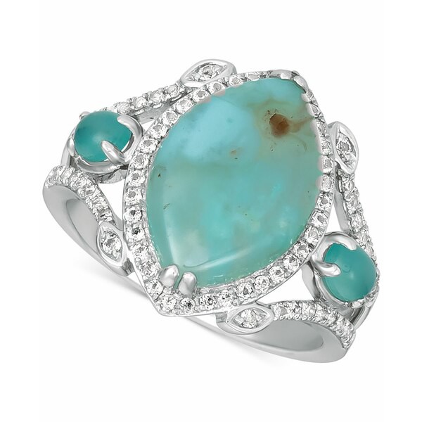 ルヴァン レディース リング アクセサリー Aquaprase Turquoise (3-5/8 ct. t.w.) & Vanilla Topaz (1/3 ct. t.w.) Ring in 14k White Go