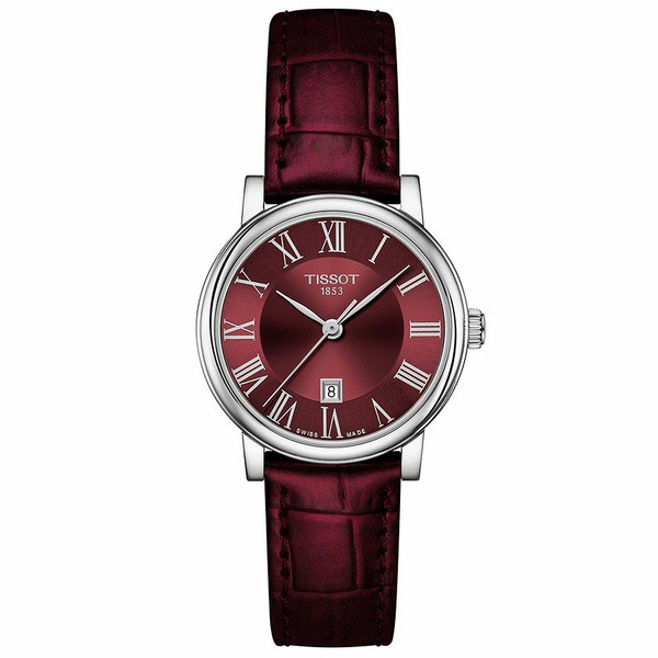 ティソット レディース 腕時計 アクセサリー Women's Swiss Carson Premium Lady Burgundy Leather Strap Watch 30mm Bordeau