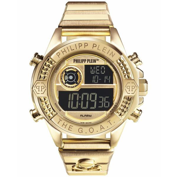 フィリッププレイン メンズ 腕時計 アクセサリー Men's Digital The G.O.A.T. Gold-Tone Stainless Steel Bracelet Watch 44mm Gold-Tone