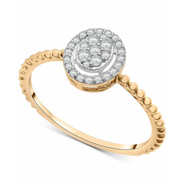 ラップド レディース リング アクセサリー Diamond Oval Cluster Beaded Ring (1/6 ct. t.w.) in 14k Gold, Created for Macy's Yellow