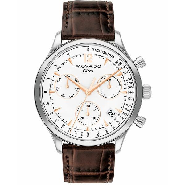 モバド メンズ 腕時計 アクセサリー Men's Swiss Chronograph Circa Heritage Brown Croco Leather Strap Watch 43mm Brown