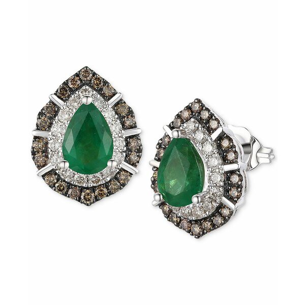 ルヴァン レディース ピアス＆イヤリング アクセサリー Emerald (1-1/4 ct. t.w.) & Diamond (5/8 ct. t.w.) Stud Earrings in 14k White