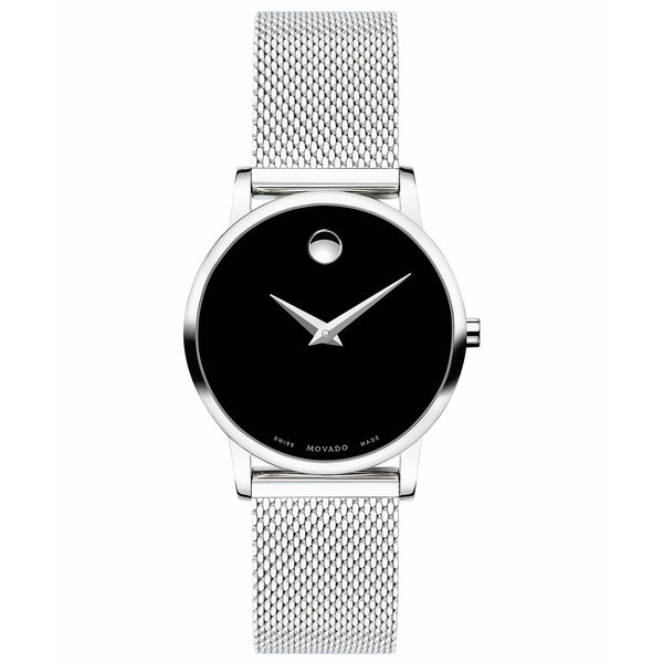 モバド レディース 腕時計 アクセサリー Women's Swiss Museum Classic Stainless Steel Mesh Bracelet Watch 28mm Black