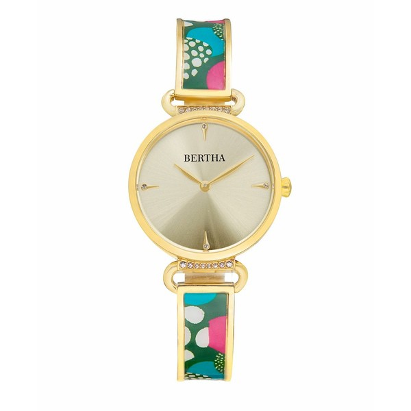 バーサ レディース 腕時計 アクセサリー Women's Katherine Enamel Designed Silver-tone or Gold-tone or Rose Gold Bracelet Watch, 33