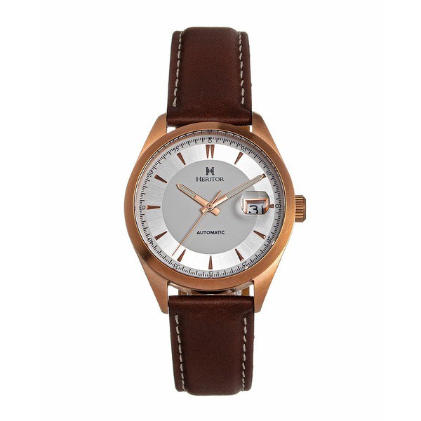 ヘリトール レディース 腕時計 アクセサリー Women's Automatic Ashton Beige or Black or Brown or Tan Genuine Leather Band Watch, 43