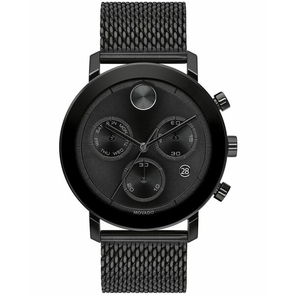 モバド メンズ 腕時計 アクセサリー Men's Swiss Chronograph Bold Verso Black Ion-Plated Steel Mesh Bracelet Watch 42mm Black