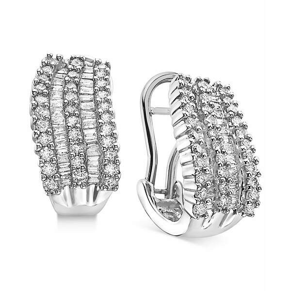 エフィー コレクション レディース ピアス＆イヤリング アクセサリー EFFY® Diamond Multirow Hoop Earrings (1-3/8 ct. t.w.) in 14