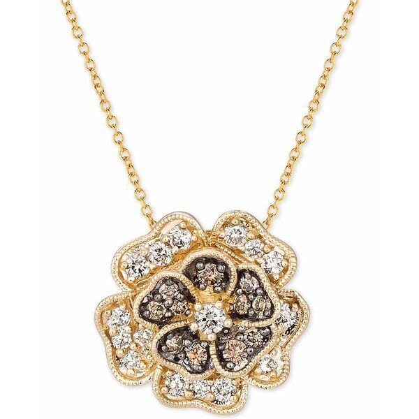 ルヴァン レディース ネックレス・チョーカー・ペンダントトップ アクセサリー Nude Diamond & Chocolate Diamond Flower 18" Pendant Ne