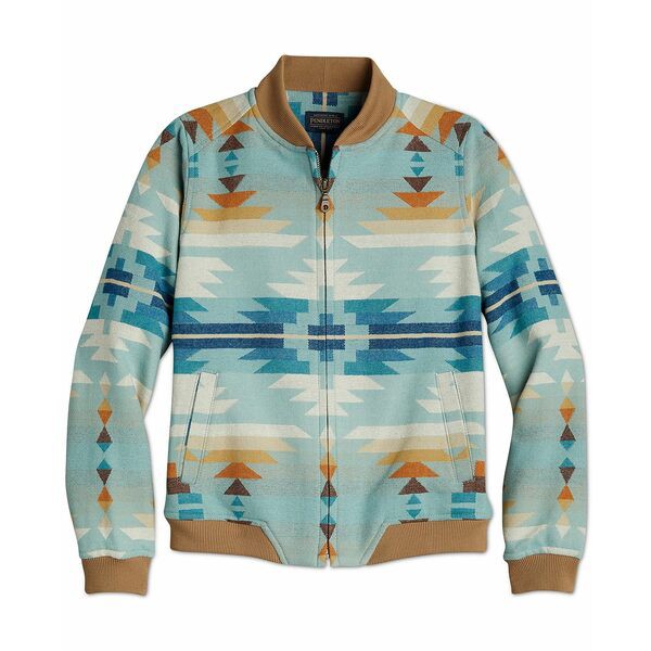 ペンドルトン レディース ジャケット＆ブルゾン アウター Geo-Print Zip-Front Jacquard Bomber Jacket Aqua Rio Rancho