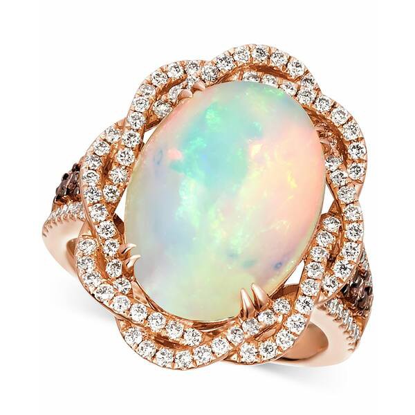 ルヴァン レディース リング アクセサリー Neopolitan Opal (4-1/2 ct. t.w.) & Diamond (1 ct. t.w.) Statement Ring in 14k Rose Gold