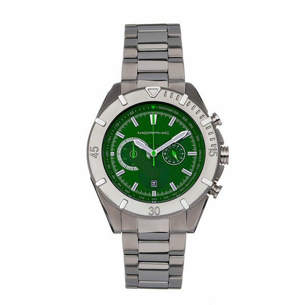 モルフィック レディース 腕時計 アクセサリー Women's M94 Series Silver-tone Stainless Bracelet Chronograph Watch, 48mm Green