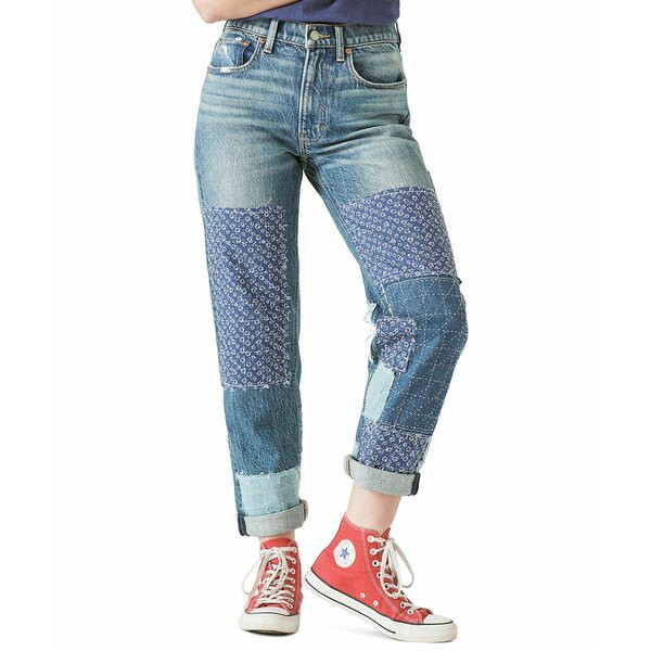 ラッキーブランド レディース デニムパンツ ボトムス Print-Patch Roll-Cuff Jeans Cinematic