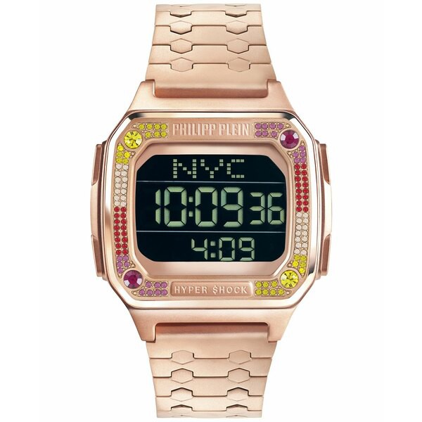 フィリッププレイン レディース 腕時計 アクセサリー Digital Hyper Shock Rose-Tone Gold Bracelet Watch 44mm Rose Gold-Tone