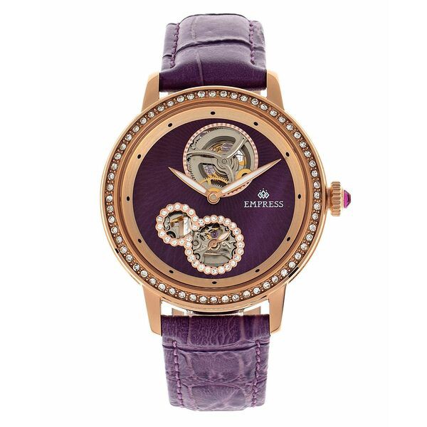 エンプレス レディース 腕時計 アクセサリー Women's Tatiana Automatic Semi Skeleton Blue or Brown or Purple Genuine Leather Band W