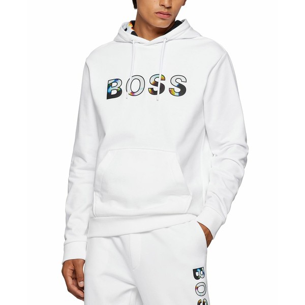 ヒューゴボス メンズ シャツ トップス BOSS Men's Relaxed-Fit Hooded Sweatshirt White