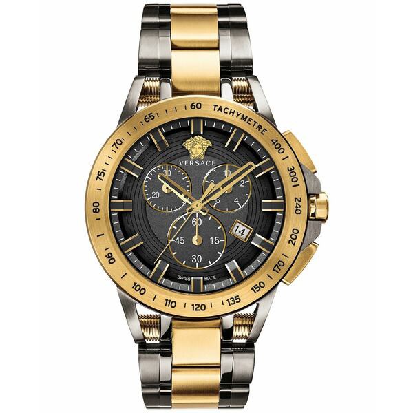 ヴェルサーチ メンズ 腕時計 アクセサリー Men's Swiss Chronograph Sport Tech Two-Tone Stainless Steel Bracelet Watch 45mm Two Tone