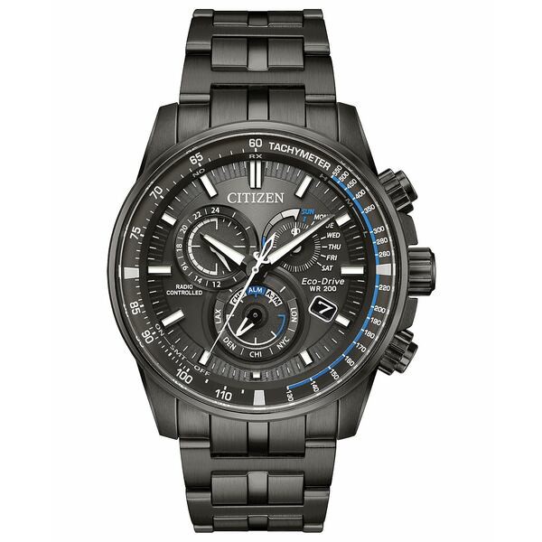 シチズン メンズ 腕時計 アクセサリー Eco-Drive Men's Chronograph Perpetual Chrono A-T Gray Stainless Steel Bracelet Watch 43mm Gr