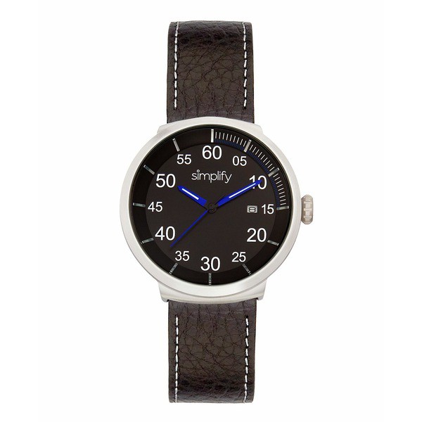 シンプリファイ レディース 腕時計 アクセサリー Women's The 7100 Black or Brown or Blue or Dark Brown Leather Band Watch, 42mm Bla