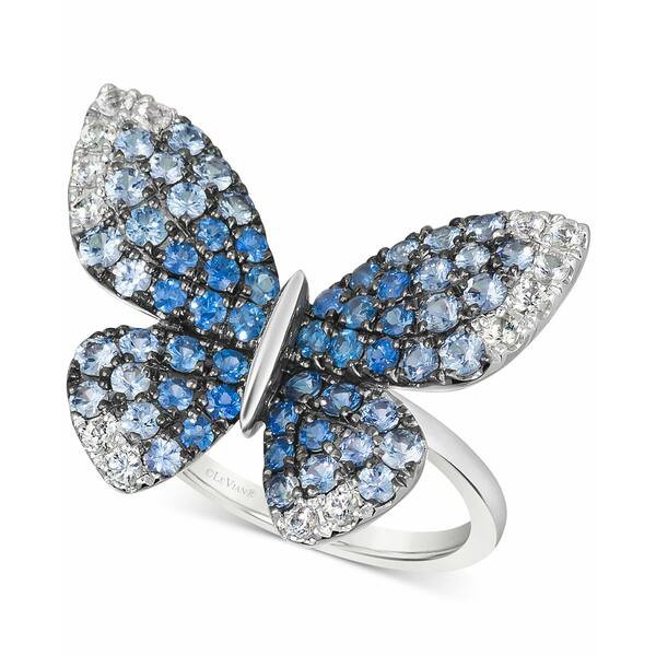 ルヴァン レディース リング アクセサリー Denim Ombré (1-3/4 ct. t.w.) & White Sapphire (1/3 ct. t.w.) Butterfly Ring in 14