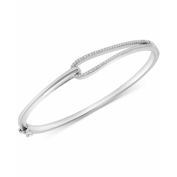 ラップド レディース ピアス＆イヤリング アクセサリー Diamond Loop Bangle Bracelet (1/5 ct. t.w.) in Sterling Silver, Created for