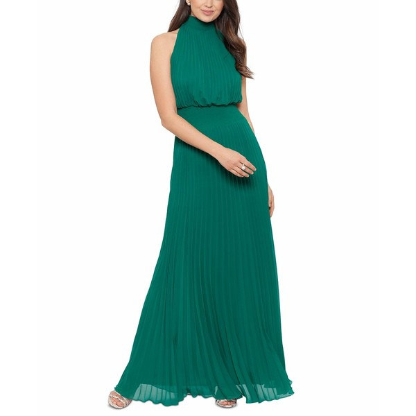 エスケープ レディース ワンピース トップス Pleated Chiffon Gown Green